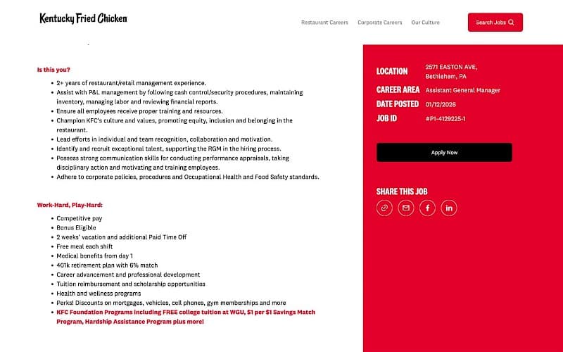 KFC Careers project image